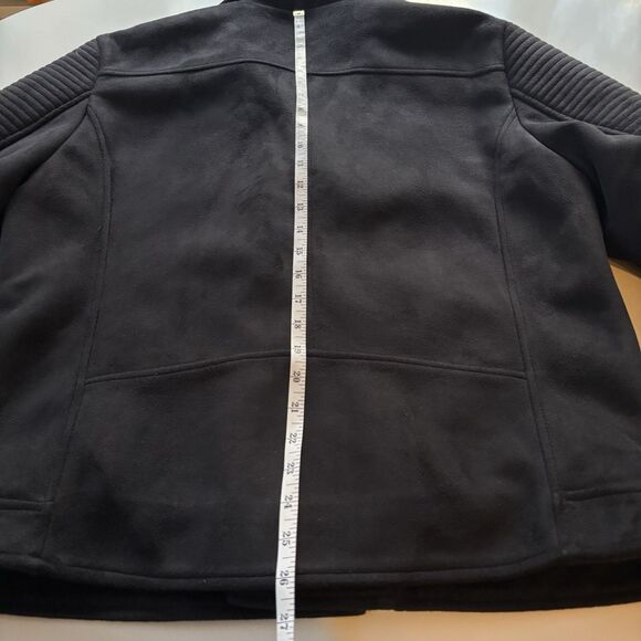 ASOS Design Biker Jacket Black Faux Suede Asymmetrical Zip Moto Jacket L - Picture 12 of 14